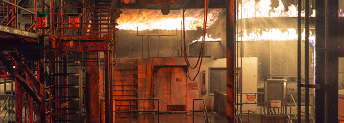 Dommages causés par le feu dans une usine