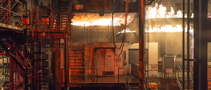 Dommages causés par le feu dans une usine