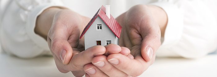 hands holding a small house.