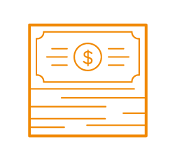 Pictogramme orange de billet d’argent 