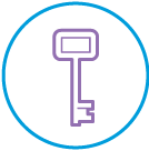 Purple key icon 