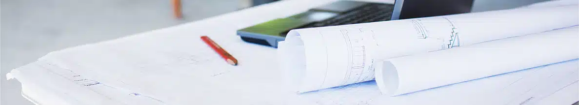 Blueprints on desk